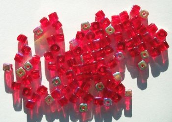 100 5mm Transparent Red AB Cube Beads