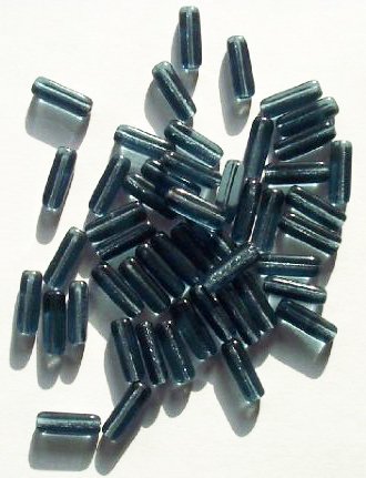 50 5x15mm Transparent Montana Blue Glass Rectangle Beads