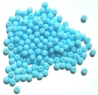 100 4mm Opaque Light Blue Round Glass Beads