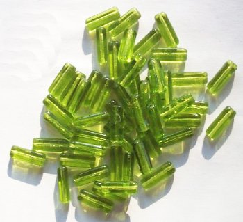 50 5x15mm Transparent Olivine Glass Rectangle Beads