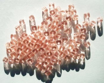 100 5mm Transparent Rose Cube Beads