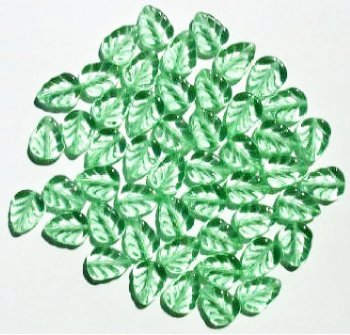 50 11x8mm Transparent Light Green Leaf Beads
