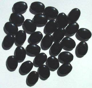 30 12mm Opaque Black Flat Oval Glass Beads