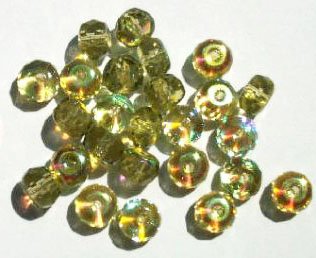25 5x7mm Faceted Olive AB Donut Beads