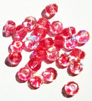 25 5x7mm Faceted Pink AB Donut Beads