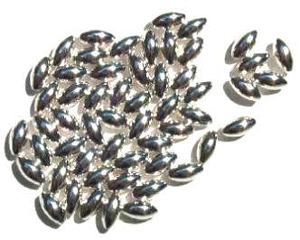 50 8x4mm Bright Silver Plated Oval Beads