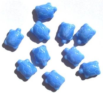 10 19mm Opaque Satin Light Sapphire Turtle Beads