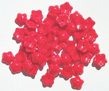 50 4x10mm Opaque Red Cupped Flower Beads