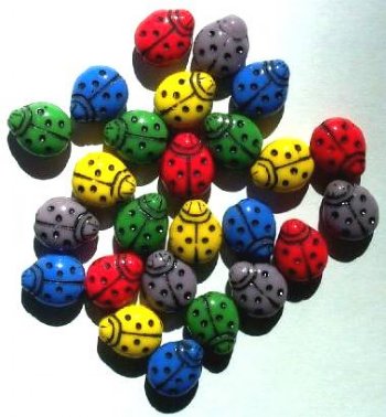 25 14mm Opaque Mixed Ladybug Glass Beads