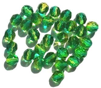 25 8mm Faceted Two Tone Yellow Green Firepolish Beads