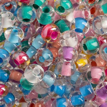 20 Gram Vial of 2/0 Mixed Colorlined Crystal Seed Beads