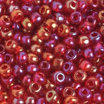 20 Gram Vial of 2/0 Transparent Red AB Seed Beads