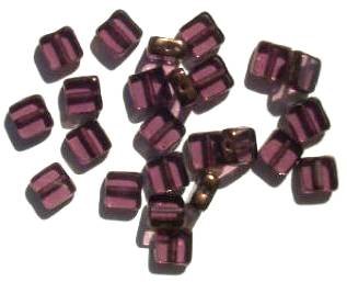 25 6x6x3mm Amethyst with Bronze Edge Windows