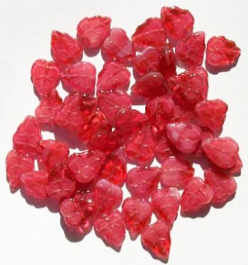 50 10x8mm Fuchsia Givre Leaf Beads