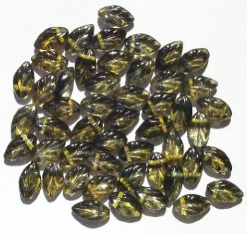 50 12mm Transparent Two Tone Olive Glass Leaf Beads