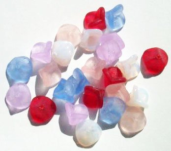 25 9mm Transparent Matte Mix Three Petal Flower Drop Beads