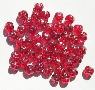 50 6mm Transparent Red Lustre Ruffled Round Beads
