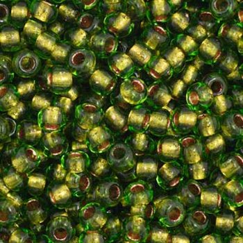 1 Hank of 11/0 Copper Lined Green Seed Beads
