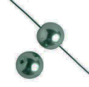 16 inch strand of 4mm Deep Emerald Round Glass Pearl Beads