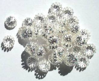 50 4x8mm Silver Plated Filigrae Bead Caps