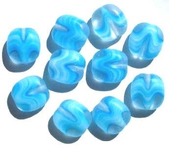 10 16x15x8mm Matte Aqua, White & Clear