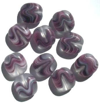 10 16x15x8mm Matte Amethyst, White & Clear