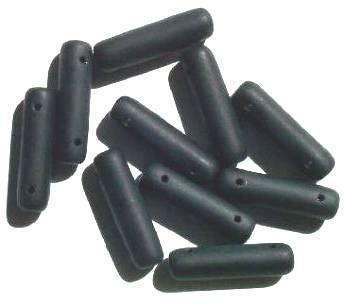 10 7x25mm Matte Black Two Hole Glass Spacer Beads