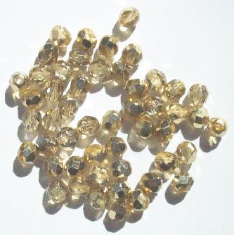 50 6mm Faceted Half Mirror Coated Gold Beads