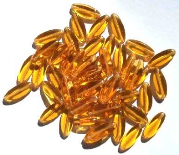 50 16x6mm Transparent Topaz Narrow Flat Oval Beads