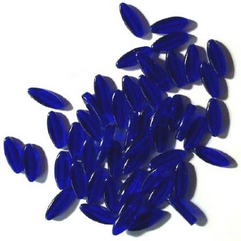 50 16x6mm Transparent Cobalt Narrow Flat Oval Beads