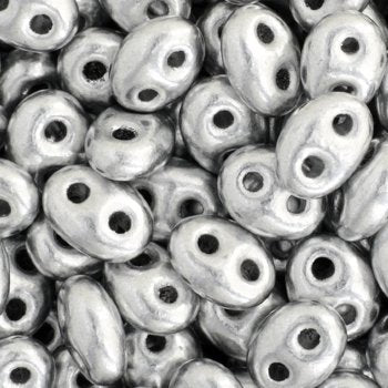 TB-03002 - 10 Grams Metallic Silver 2.5x5mm Preciosa Twin Beads