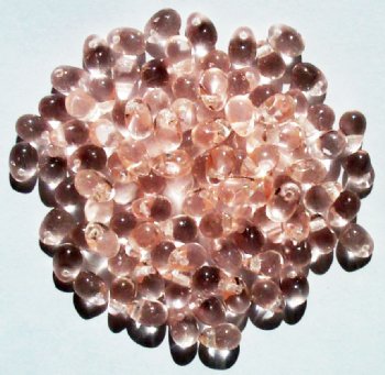 100 4x6mm Transparent Rosaline Drop Beads