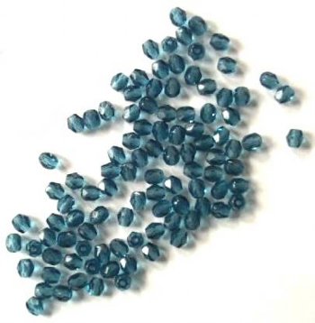 100, 4mm Faceted Montana Blue Firepolish Beads