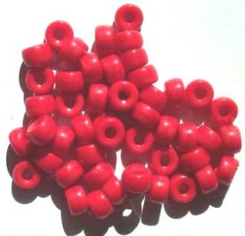 50 6x9mm Opaque Red Glass Crow Beads
