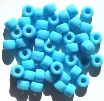 50 6x9mm Opaque Light Blue Glass Crow Beads