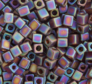 10 grams of 4x4mm Transparent Rainbow Frost Dark Amber Miyuki Cubes