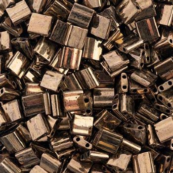 TL0457 5.2 Gram Metallic Dark Bronze Two Hole Miyuki Tila Beads