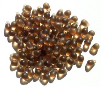 100 4x6mm Transparent Matte Smoke Topaz Drop Beads