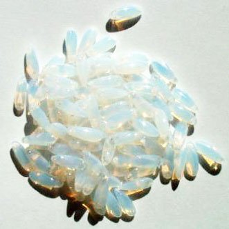 100 3x11mm Milky White Opal Dagger Beads