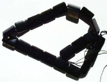 16 inch strand of 20x15x4mm Rectangle Black Agate