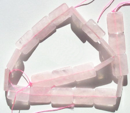 16 inch strand of 20x15x4mm Rectangle Rose Quartz