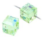2 Chrysolite ABB 6mm Cube Swarovski