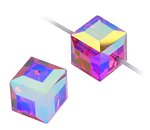 2 Fuchsia ABB 6mm Cube Swarovski