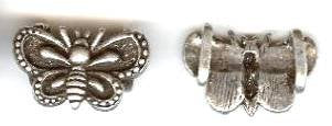 1 19x12mm Brushed Antique Silver Butterfly Slider