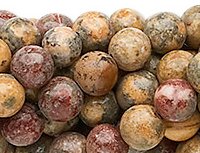 16 inch strand of 6mm Round Leopardskin Jasper Beads
