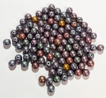 50 6mm Round Matte Metallic AB Mix Glass Beads
