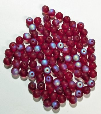 50 6mm Transparent Matte Garnet AB Round Beads