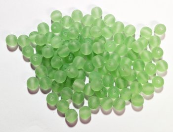 50 6mm Matte Light Green Round Glass Beads