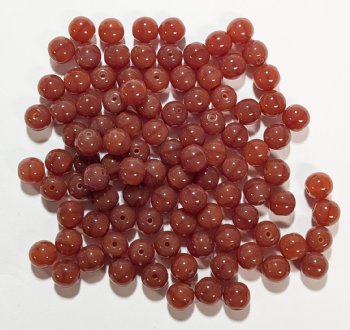 50 6mm Milky Opal Carnelian Round Glass Beads
