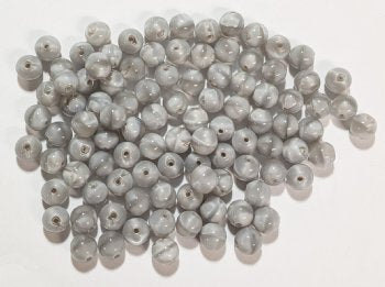 50 6mm Satin Grey Round Glass Beads